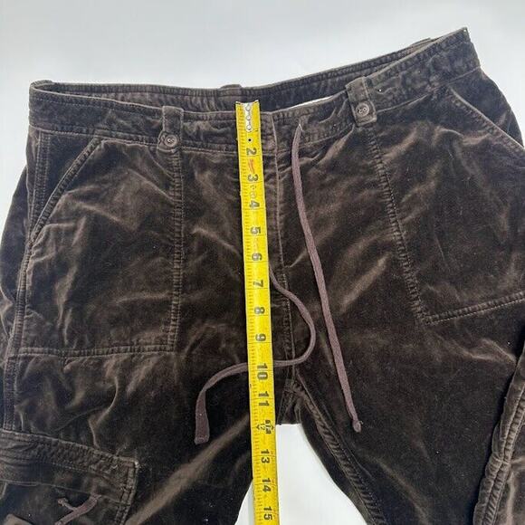 Sundance Womens Pants Size P14 Petite Brown Cargo Velvet Zipper Hem Drawstring - Picture 3 of 11